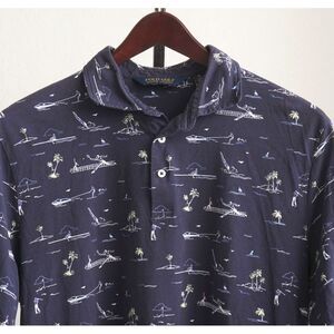 Polo Golf Ralph Lauren Mens Shirt Collar Nautical Beach Vacation Tennis Blue XL